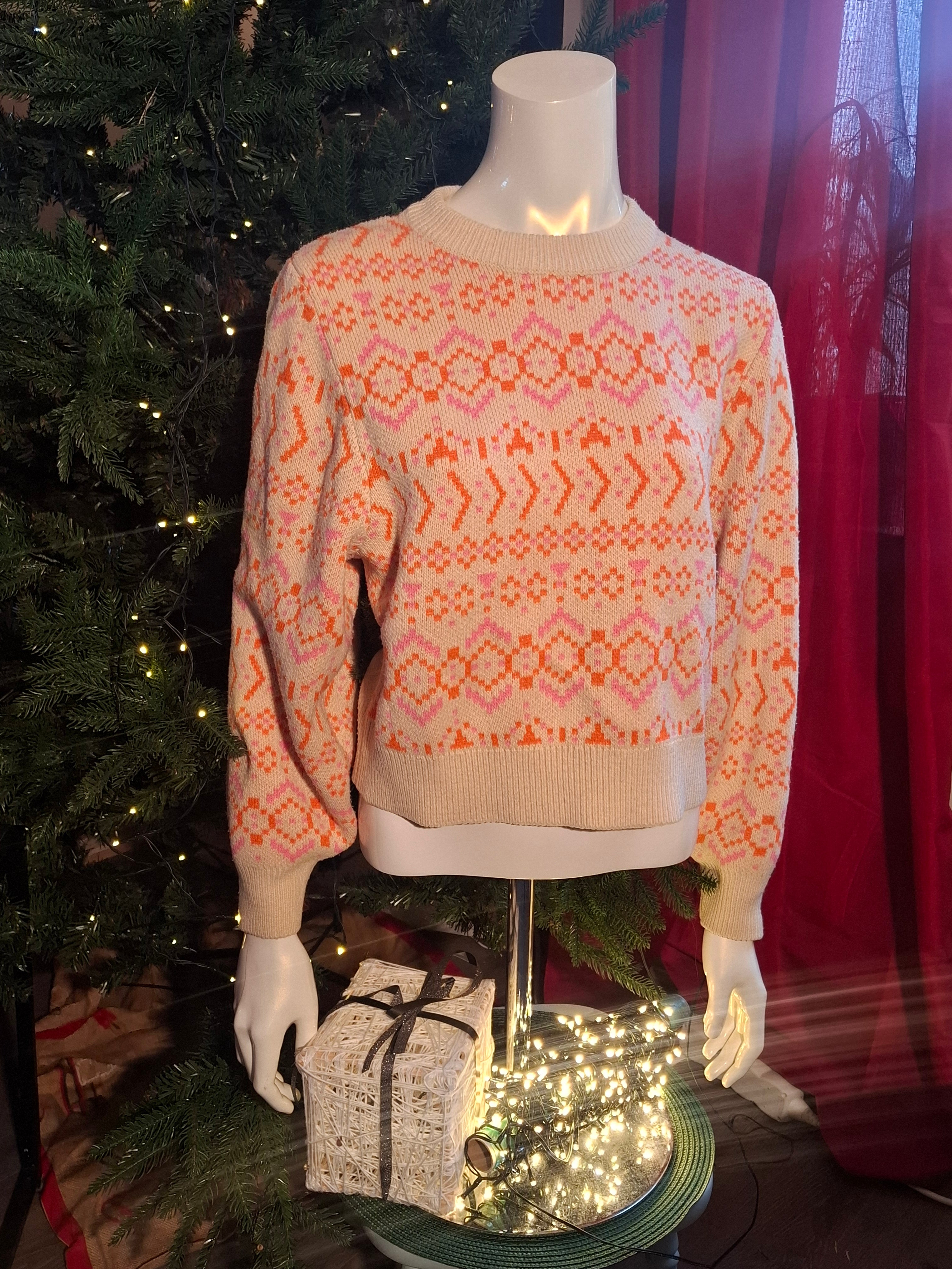 Beige Genser med mønster str m