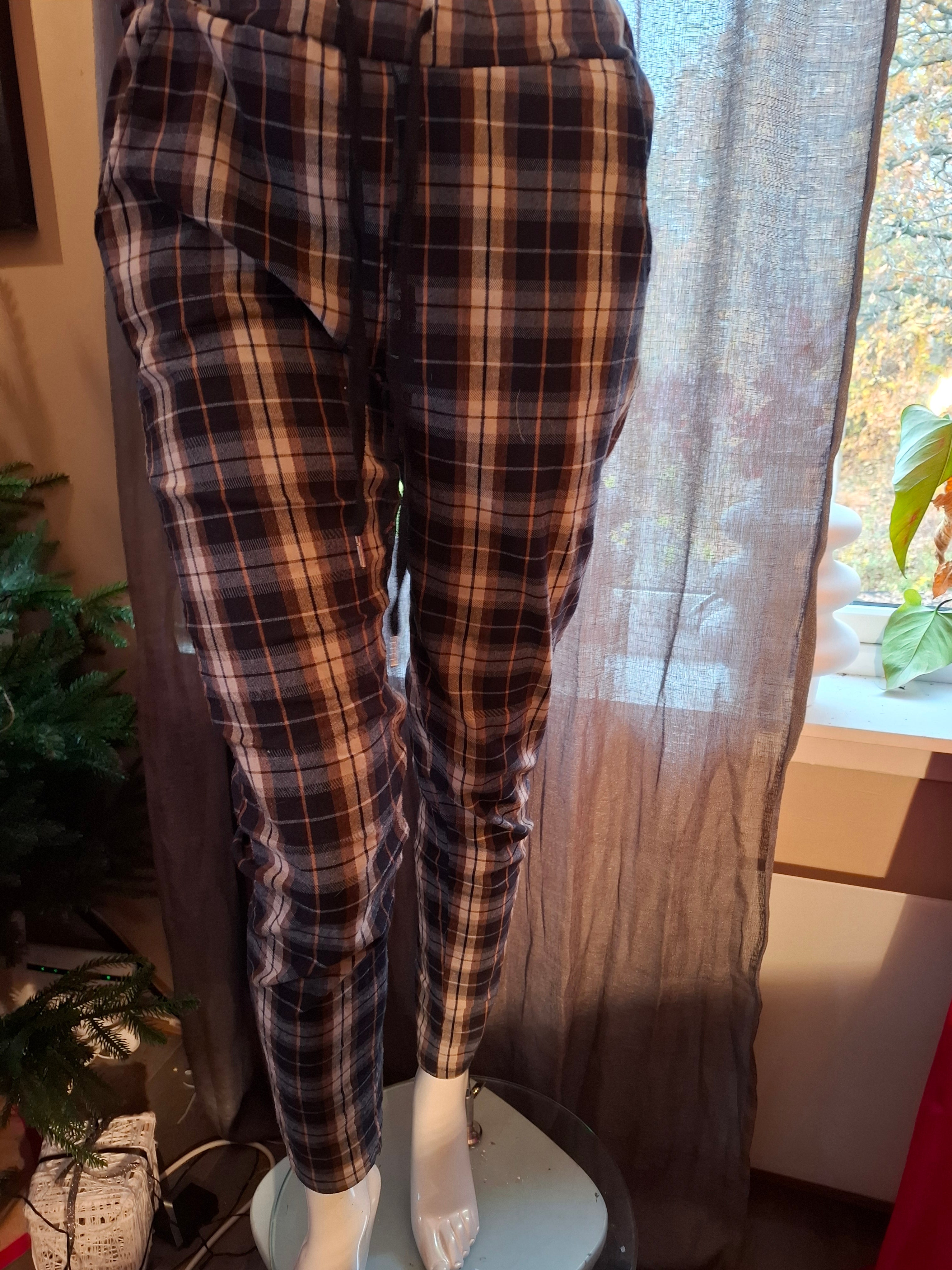 Blå og brun rutete bukse str l