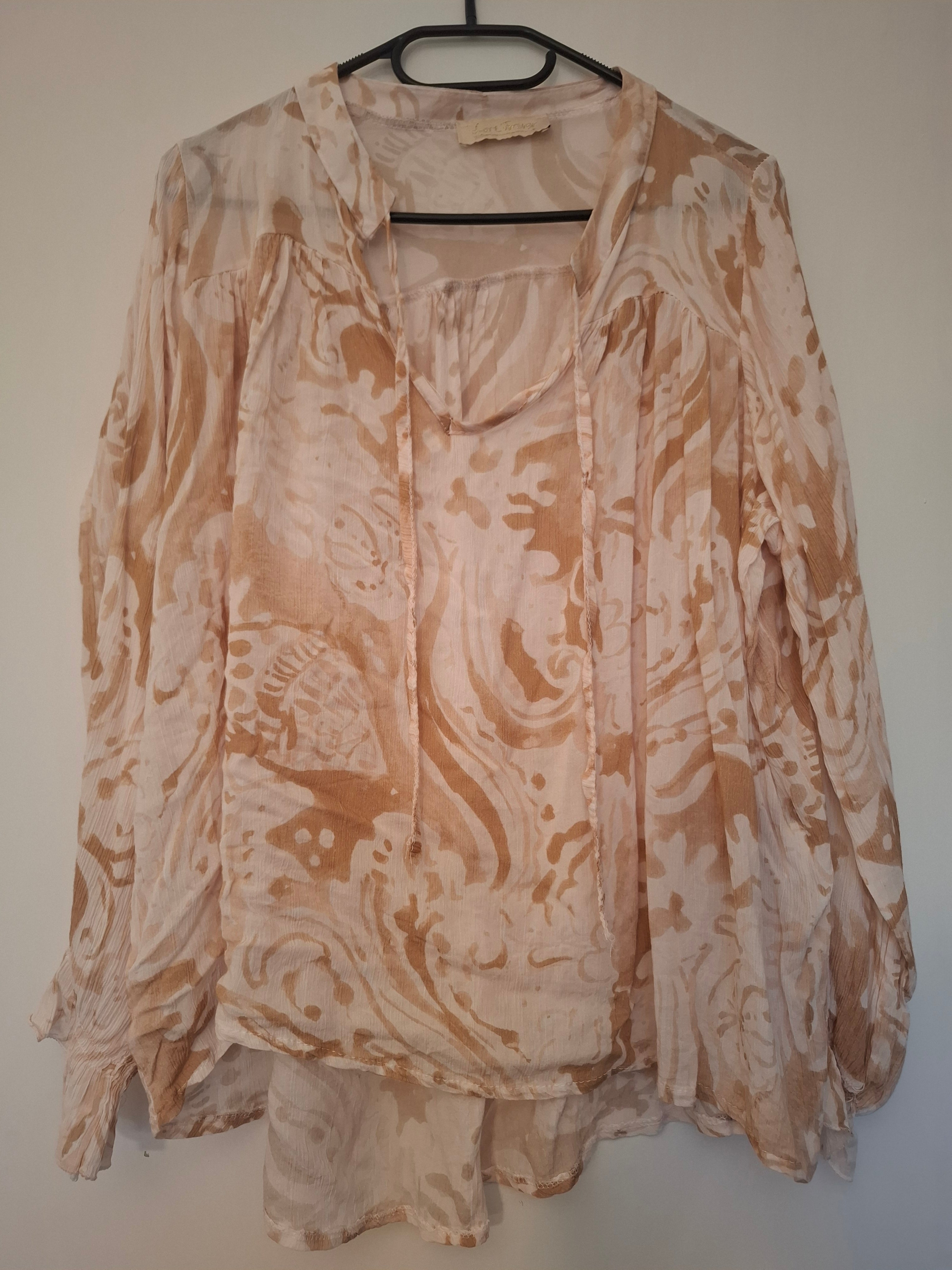 Beigemønstret topp m/l