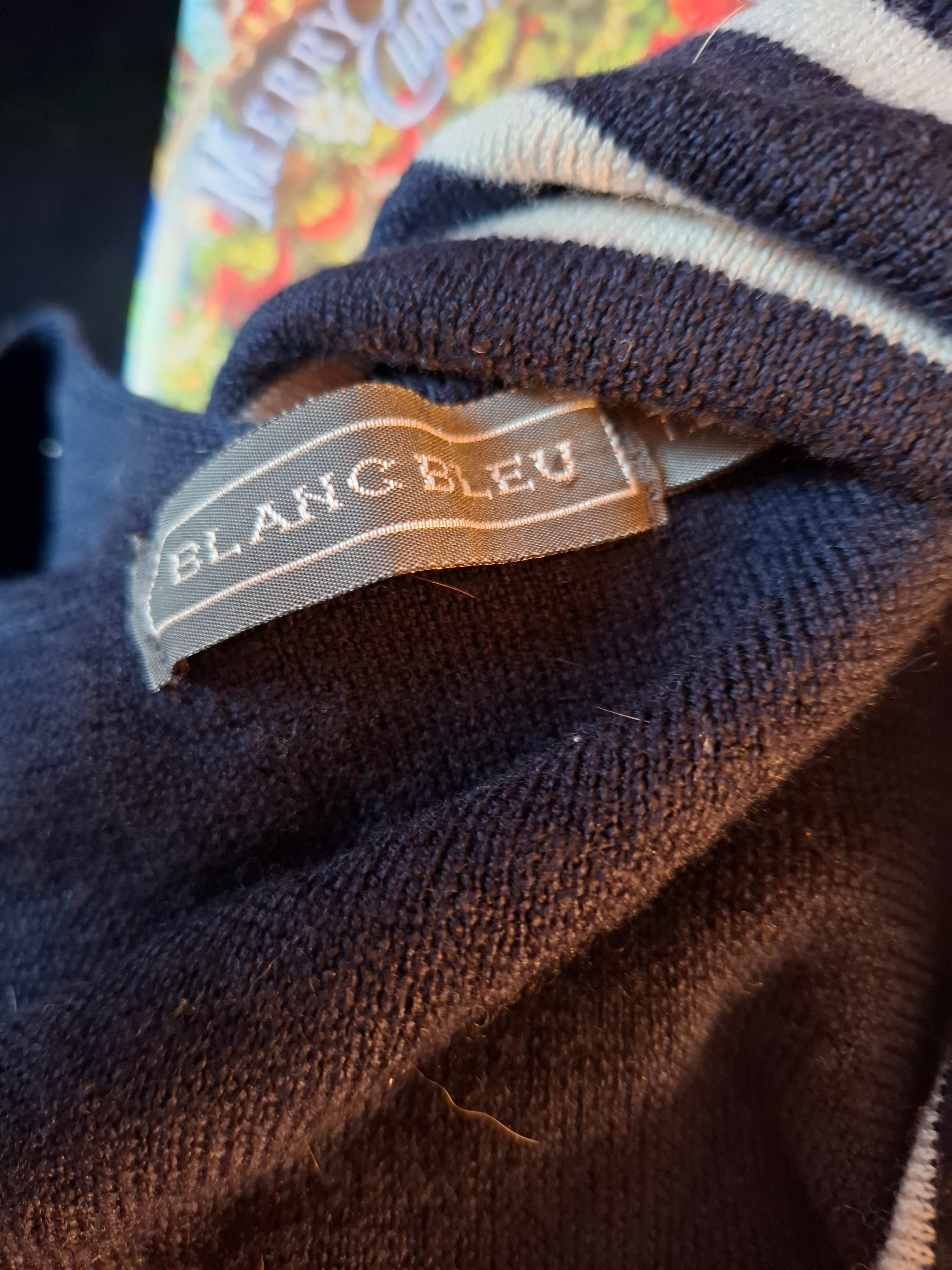 Blå genser med striper str s